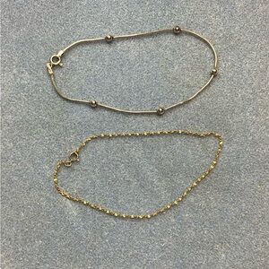 Sterling silver ankle chain and gold plated angle chain